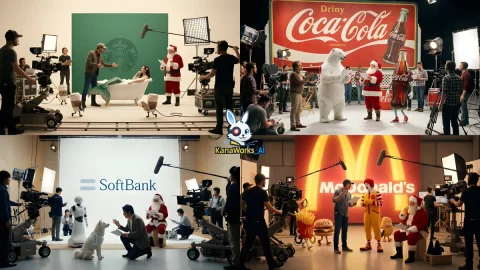 Commercial Advertising Shoot Location — Nano Banana 2 AI Prompt: A 【Coca-Cola】 commercial film set. In the background stands an enormous 【Coca...