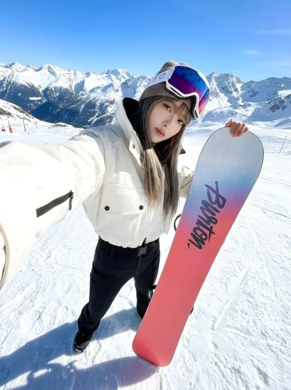 Winter Fashion Ski Self-Portrait (Low-Angle Wide Shot)