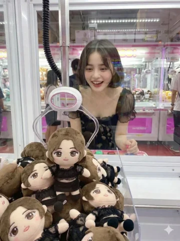 Celebrating the Day of Getting My Favourite plushie — Nano Banana 2 AI Prompt: A photo of oneself trying to win their own idol plushie from a UFO catcher A pho...