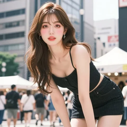 Tokyo Street Fashion Portrait: Elegant Japanese Beauty Model — Nano Banana 2 AI Prompt: Prompt - A young Japanese beauty model glamour hot in a stylish black streped je...