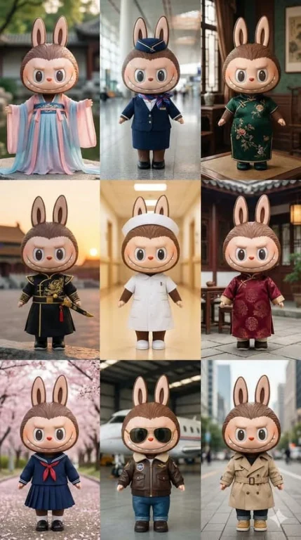 Labubu's 3x3 Grid Collage Photo