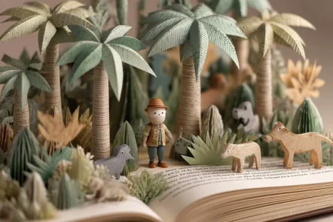3D Pop-Up Book Illustration — Nano Banana 2 AI Prompt: A 3D pop-up book illustration featuring a [subject], with layered paper elements...