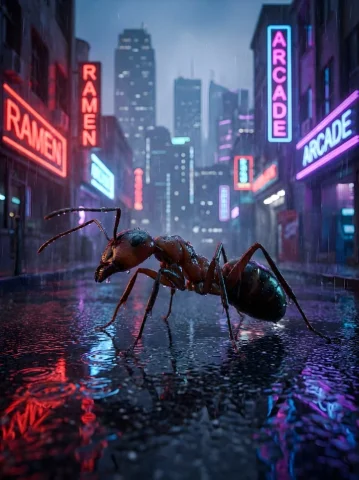 Everything Leads — Nano Banana 2 AI Prompt: A cinematic rendering of [subject] walking through a rain-soaked street at night...