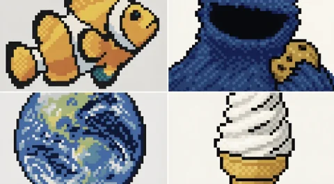 Retro Pixel UI Icons — Nano Banana 2 AI Prompt: retexture the image attached in the following json aesthetic style: { "style": "...