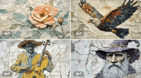 Mosaic Mural — Nano Banana 2 AI Prompt: A mosaic mural of a [subject], crafted from chipped ceramic and glass shards in...