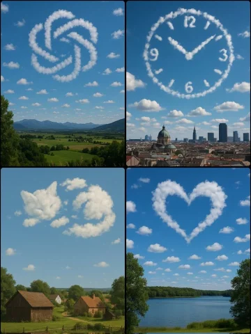 Art of Clouds — Nano Banana 2 AI Prompt: A photograph captures a daytime scene with a [SUBJECT/OBJECT] formed by scattere...