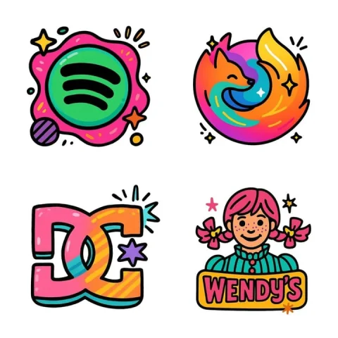 Colorful Playful Cartoon Icons and Logos — Nano Banana 2 AI Prompt: Create a 2D digital illustration of the [FIREFOX] logo in a colorful cartoon sty...