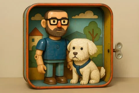 Vintage Tin Toy Diorama Style — Nano Banana 2 AI Prompt: transform it into part of a miniature mechanical scene from the 1940s or ’50s, f...