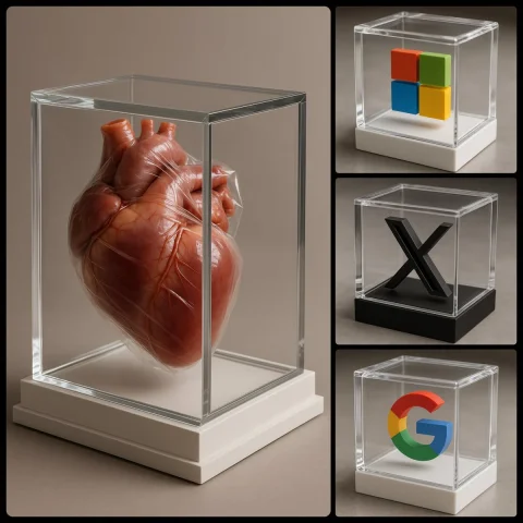 Image Visualization in a Glass Box — Nano Banana 2 AI Prompt: photorealistic image of a [COLOR] 3D [SUBJECT] encased in a luxurious transparen...