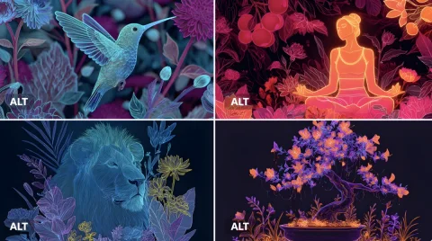 Neon Floral Harmony — Nano Banana 2 AI Prompt: A Neon Floral Harmony illustration of [SUBJECT], with flowers and plants outline...