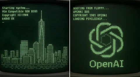 Retro Boot ASCII Art — Nano Banana 2 AI Prompt: Retro CRT computer boot screen that resolves into ASCII-art of NYC's tallest bui...