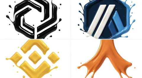 Paint Splatter Logo — Nano Banana 2 AI Prompt: make a hyper-realistic 3D render of the attached logo, formed by glossy liquid p...