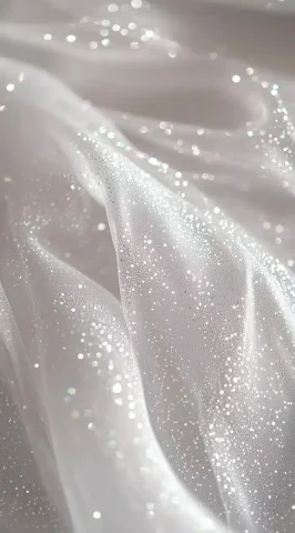 Ultra-Realistic Glittering Ribbon — Midjourney v6 AI Prompt: A close-up of a delicate white ribbon with sparkling glitter, creating an enchan...