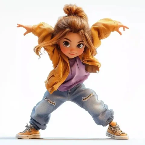 Surreal Breakdancing Girl 3D — Midjourney v6 AI Prompt: pixar style. 3d digital illustration of a young girl who is dancing breakdancing...