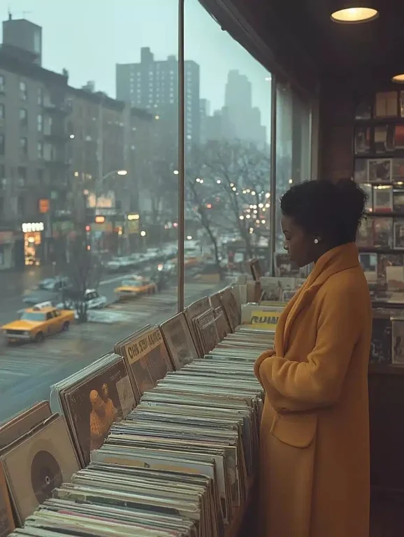 Seventies Street Photography Blurred Record Shop