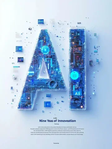 Modern AI Innovation Poster — Midjourney v6 AI Prompt: A sleek, modern poster with a gradient background transitioning from white to li...