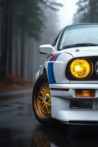 Hyper-Realistic E30 M3 Close-Up — Midjourney v6 AI Prompt: Sony alpha 9 with macro prime lenses hyper realistic side Close-up of a e30 BMW...