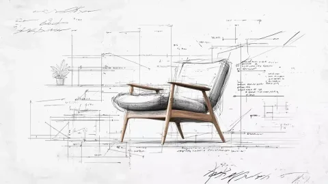 Monochrome Architectural Sketch — Midjourney v6 AI Prompt: A highly detailed black and white architectural sketch of a modern minimalist in...