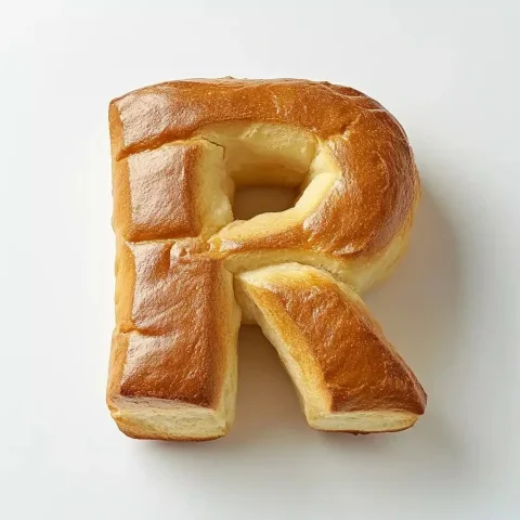 Japanese Milk Bread R Photography — Midjourney v6 AI Prompt: A japanese milk bread in the shape of the letter "R", product photography, studi...