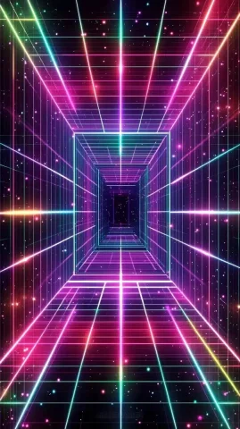 Neon Mosaic Game Background — Midjourney v6 AI Prompt: game background image.The background is mainly composed of light and lines, with...