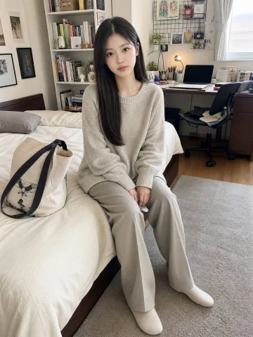 Cozy Apartment Lifestyle Snapshot — Nano Banana 2 AI Prompt: A young Japanese woman in her mid-20s, long straight dark brown hair, soft natur...