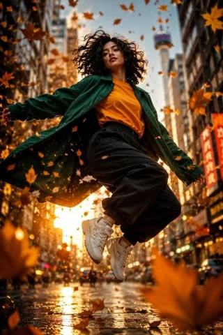 Social Media Post - Urban Cinematic Fashion Portrait — Nano Banana 2 AI Prompt: Ultra-realistic cinematic fashion portrait, full-body low-angle street photograp...