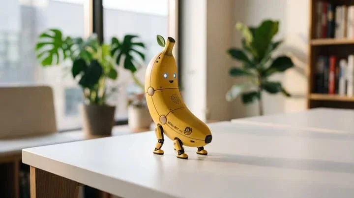 Product Marketing - Cute Banana Robot on Table