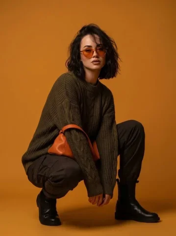 Product Marketing - High-Fashion Studio Editorial Portrait — Nano Banana 2 AI Prompt: High-fashion editorial studio photoshoot of a stylish young woman with short wav...