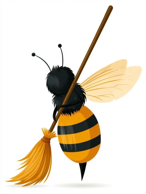 Cute Anime Bee Sweeping Floor