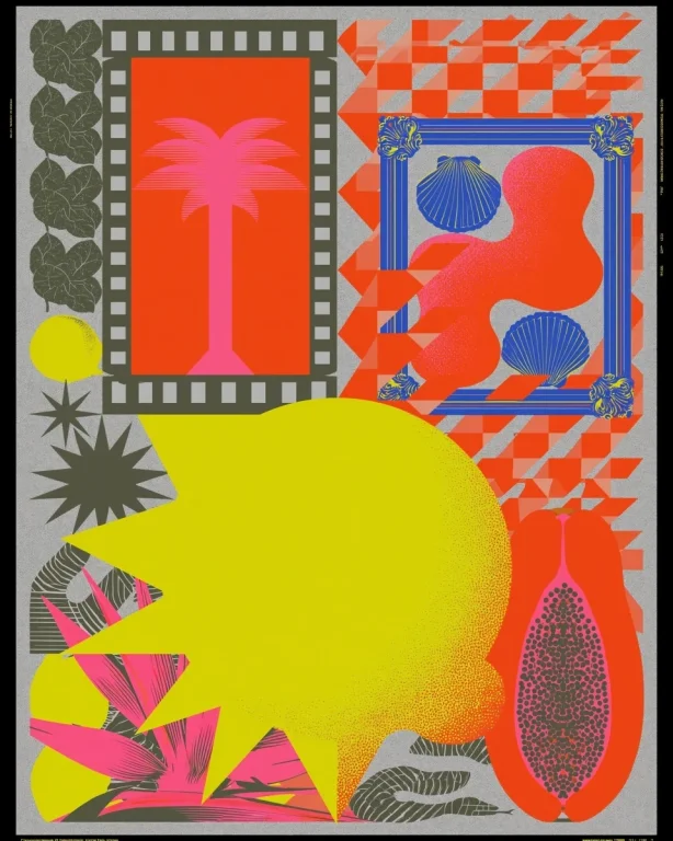 Tropical Collage With Pink Palm Tree