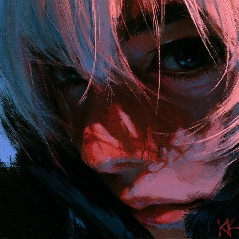 Androgynous Anime Oil Painting Portrait