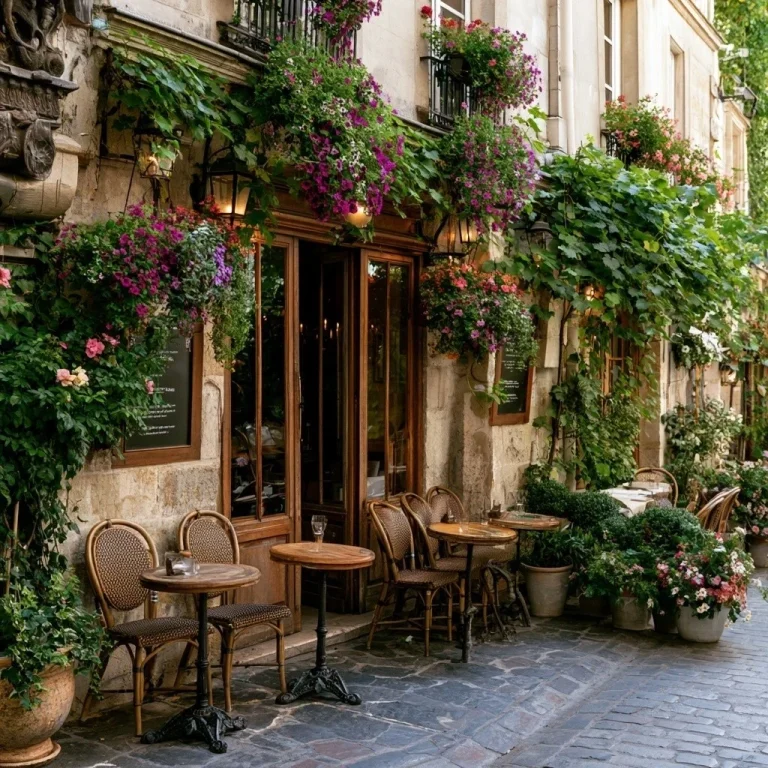 Paris Coffee Shop With Flower Boxes