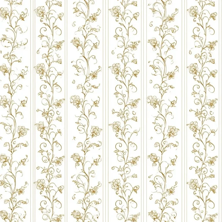 Rococo Golden Vine Stripe Pattern