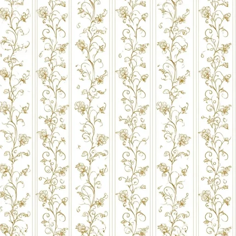 Rococo Golden Vine Stripe Pattern — Midjourney v6 AI Prompt: vertical two-way continuous pattern, vintage rococo small floral vine, thin deli...