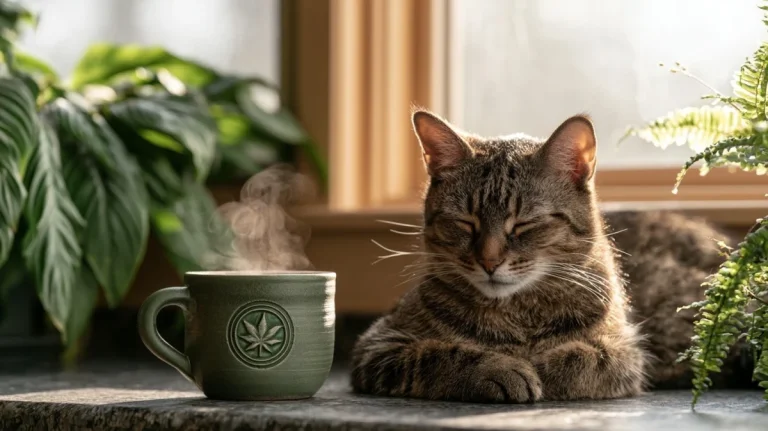 Tabby Cat With Morning Coffee