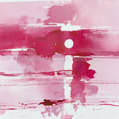 Minimalist Magenta Ocean Sunrise — Midjourney v6 AI Prompt: Minimalist sunrise over the ocean, only water, soft waves, reflections, delicate...