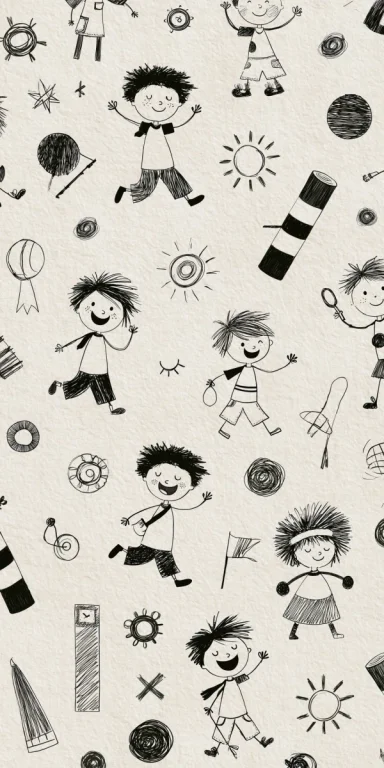 Scribbled Kids Play Pattern