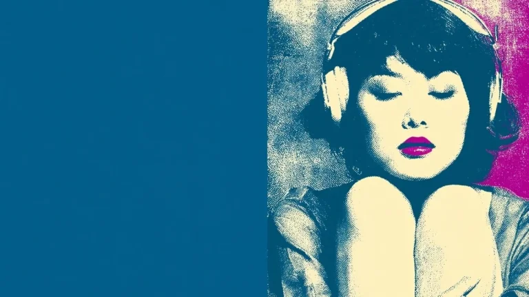 Cerulean Risograph Headphone Girl Poster