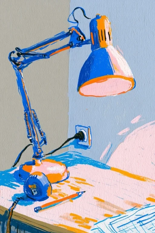 Crayon Study Desk Corner Illustration