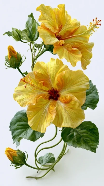 Yellow Hibiscus On White