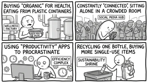 Satirical grid exposes four contradictions in modern dating — Nano Banana 2 AI Prompt: class ContradictionCartoonGrid: def __init__(self, theme="[THEME]", panel_c...