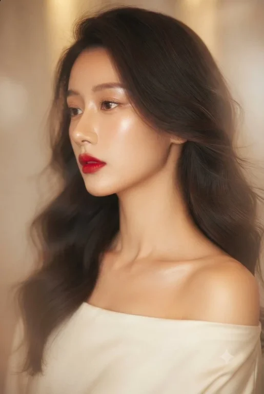 A sophisticated Asian woman glows in warm golden hour light.