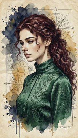 Elegant watercolor portrait with floral linework in vintage tones — Nano Banana 2 AI Prompt: Create a series of artistic portraits that feature a beautifully detailed subjec...