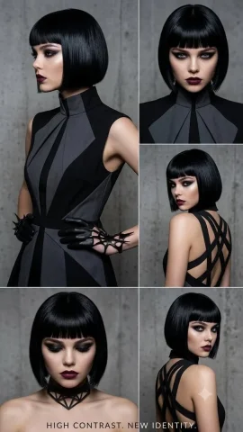 Avant-garde woman poses in high-contrast industrial portrait collage — Nano Banana 2 AI Prompt: { "subject": "Portrait of a woman with a high-fashion, edgy aesthetic",...