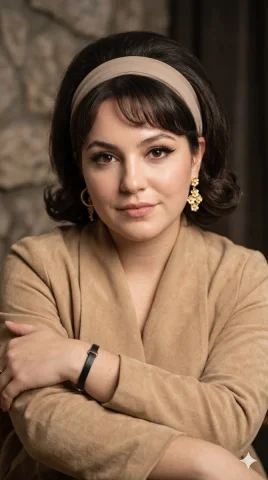 A vintage actress with dramatic winged liner gazes softly at camera — Nano Banana 2 AI Prompt: { "image_analysis": { "genre": "vintage cinematic portrait",...