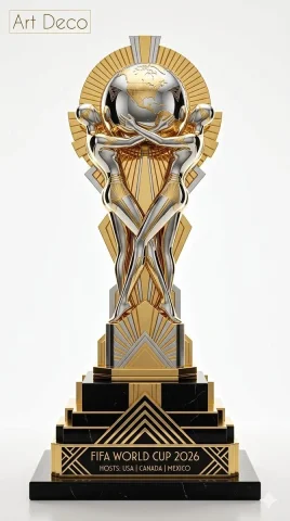 FIFA 2026 trophy reimagined in Zaha Hadid's fluid style — Nano Banana 2 AI Prompt: A highly detailed reimagination of the official FIFA World Cup Trophy 2026 in th...
