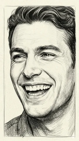 A laughing couple shares joy in detailed pencil sketch — Nano Banana 2 AI Prompt: ​A detailed graphite pencil sketch on a textured, off-white vintage paper backgr...