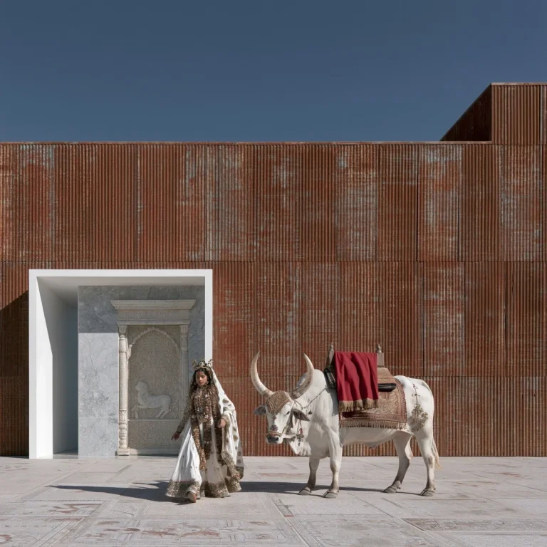 Surreal Indian Queen With White Bull