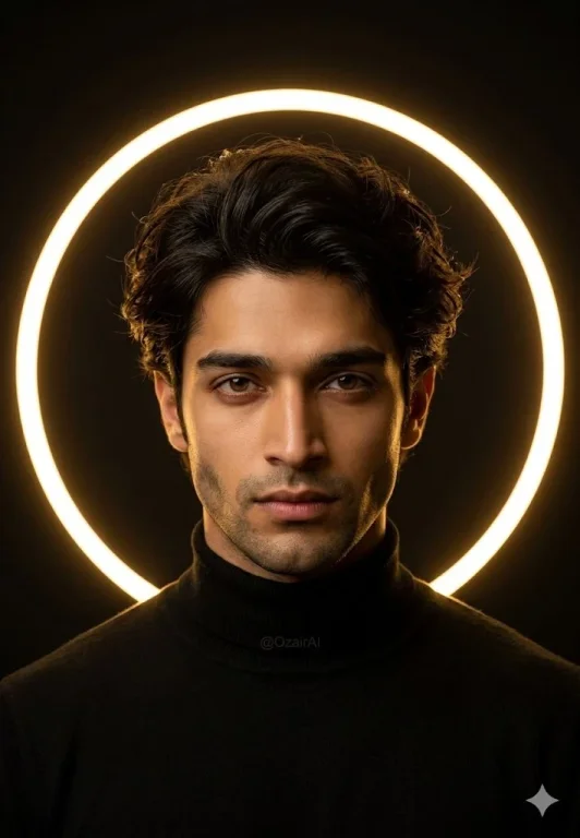 A sacred golden halo frames a man's commanding portrait