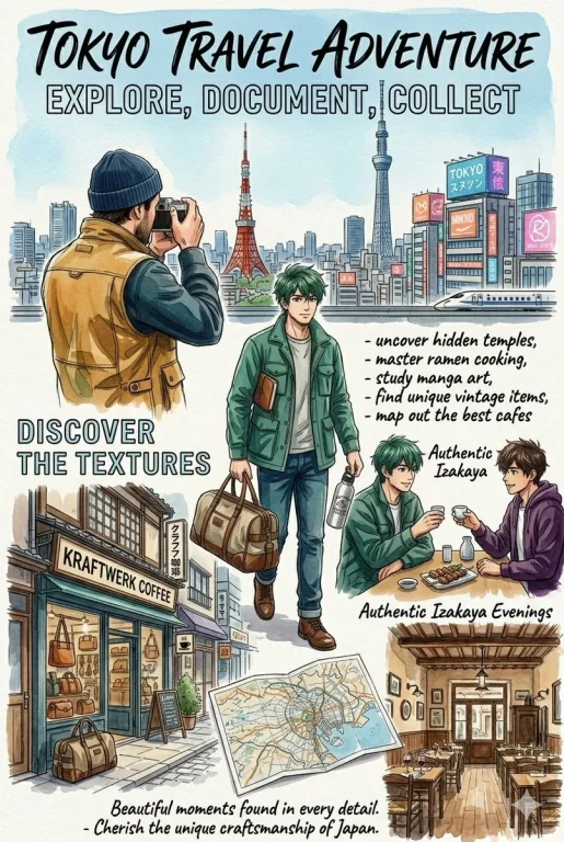 A craftsman's travel collage shows his journey through Europe